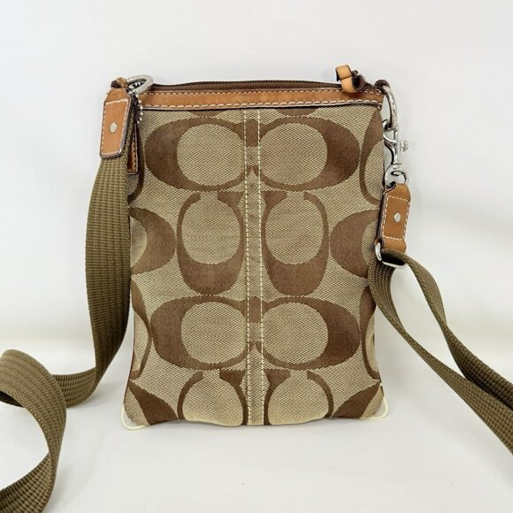 Coach Crossbody Canvas Shoulder Bag Signature Logo Beige - Picture 4 of 6